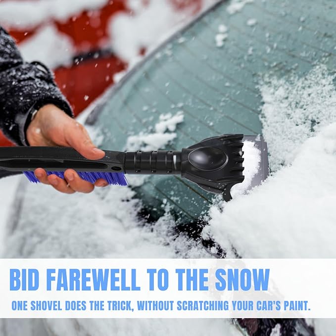 Snow Brush & Ice Scraper, 2 in 1 Detachable Ice Scrapers for Car Windshield Window, Heavy Duty Vehicle Snow Removal Tool with Grip Handle for Cars Trucks SUVs, Winter Car Accessories (Blue)