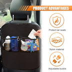 2PCS Car Backseat Organizer - Vehicle Seat Back Protector Kick Mats for Kids - Waterproof Car Back Seat Cover with 2 Storage Pockets - Road Trip Essentials Travel Accessories for Car SUV Truck