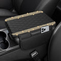 Bling Car Center Console Cover, Leather Car Arm Rest Cover Cushion with 2 Storage Bags, Universal Auto Armrest Protector, Bling Accessories Interior for Most Vehicles(Champagne Diamond)