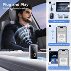 Wireless Carplay Adapter for iPhone, Convert Wired Car play to Wireless, 2 in 1 Plug and Play Mini CarPlay and Android Auto Adapter for iOS 10 Android 11 and Above, Cars with Built-in Carplay (Black)