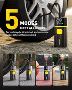 AS1 PRO Tire Inflator Portable Air Compressor - 150PSI Dual Cylinder 7800 mAh & 12V DC, Bike Pump Air Pump for SUV, Truck, Bike, Motorcycle with Digital Tire Pressure Gauge, Car Gifts for Men