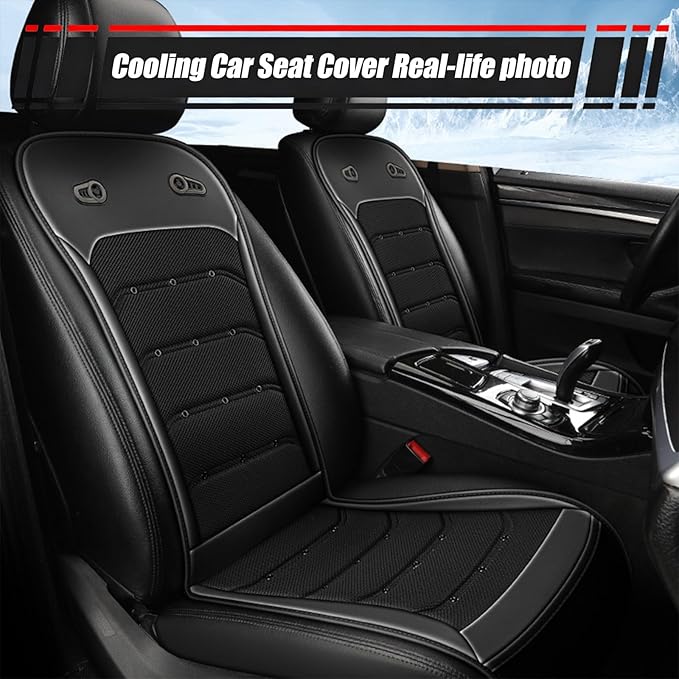 Upgraded Cooling Car Seat Cover with 3-Second Fast Cooling, Cooling Seat Covers for Cars, Cooling Car Seat Cushion, 12V–24V for Car SUV Truck RV, Best Gift for Drivers (Black)