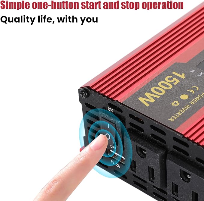 1500 Watt Power Inverter with LED Display,Dual AC Outlets,USB Port, 12V DC to 110V AC Converter Car Power Inverter for Vehicles, Car, RV, Truck, Off Grid Solar System, Outdoor Camping