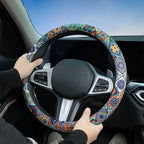 Mexican Talavera Tiles Style Steering Wheel Cover Auto Steering Wheel Protector, Anti-Slip, Breathable, Absorbing Sweat, Universal Mexican Car Accessories 14.5–15 inch,Fit for Most Car, Trucks, SUV