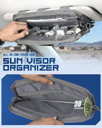 Molle Car Sun Visor Organizer, Fit Most Car Truck Patrols Van SUV | Auto Accessories Semi-Rigid MOLLE Panel, with Zipper Storage Pouch, Glasses Holder, for Gears Road Trip Daily Driving