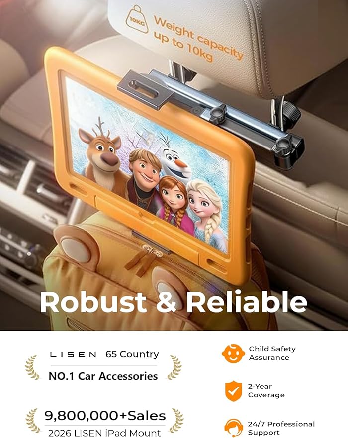 for iPad Holder Car Tablet Mount, Road Trip Essentials Toddler Kids Travel Gifts, Car Accessories for Women Interior Organizer Mens Truck 3in1 Tablet Holder for Car Camping Back Seat Headrest