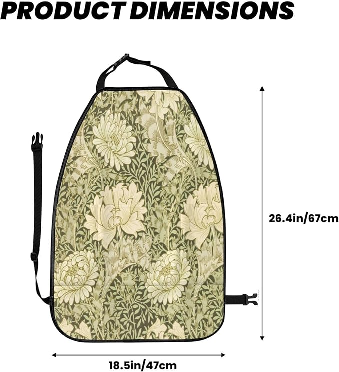 Chrysanthemum Pattern William Morris Throw Car Seat Back Kick Protectors Kick Mats With Storage Pockets For Vehicles To Protect From Dirt Mud Scratches 2 Pack