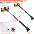 47.2" Extendable Ice Scraper Snow Brush with Squeegee for Windshield Window Car Trucks SUVs, 270° Pivoting Brush Head, Essential Winter Tool Ice Snow Remover with Comfortable Foam Grip