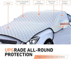 Heavy Duty Winter Car Snow Cover, Thickened Enlarge Hail Protector Cover, Waterproof Windshield Frost Cover with Side Window & Rearview Mirror, Fit for Most Cars (Silver)