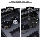 Bling Car Trash Can with Lid, Bling Car Accessories Trash Bin, Leakproof Auto Garbage Can with 30 Trash Bags, Multipurpose Organizers and Storage for Home, Office (Black Diamond)