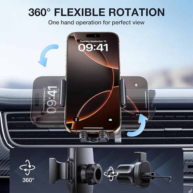Upgraded-2nd Generation Universal Phone Holders for Your Car, Hands Free Air Vent Car Phone Holder Mount Compatible with iPhone 16/15/14/13/12/11 Series and All Phones