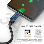 USB to USB C Cable 3FT 5 Pack, Type C Fast Charger Cord | 3A braided USB A to C charging cords for iPhone 17 16 15, car, office, Samsung Galaxy, LG and Type C devices.(Black)