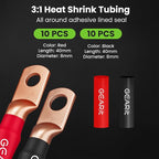8 Gauge Amp Wiring Kit CCA 3-in-1, 8 AWG Copper Clad Aluminum Power & Ground Battery Cable, 25 ft Each Black & Red, with 15 Lugs & 20 Heat Shrink for Car Audio