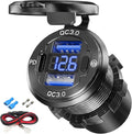 12V USB Outlet, Aluminum Alloy Dual 18W QC3.0 Ports & 36W PD USB Charging Port 12 Volt Outlet Charger Socket, Accessories for Car Boat Marine Motorcycle RV ATV Truck Golf Cart, etc