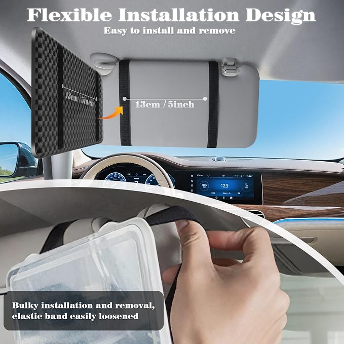 Large Car Visor Mirror,10" Vanity Makeup Mirror Wide View, Lightweight Car Makeup Mirrors for Large Sun Visor, Vehicle Accessories with Secure Reinforced Flexible Mount
