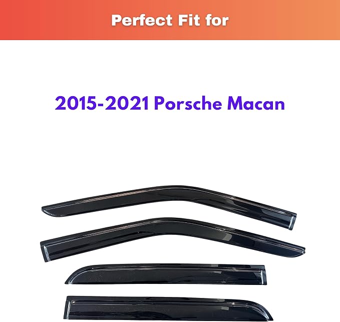 KPY Rain Guards Fit for 2015-2021 Porsche Macan, Out-Channel Window Visors Vent Wind Deflectors 4PC, Car Accessories for 15-21 Macan