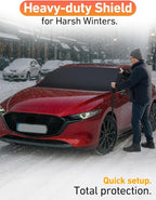 Car Snow Cover Compatible for Mazda 3 | Windshield Cover for Ice and Snow with S-Hook Straps | Heavy-Duty 600D Oxford Winter Car Cover, Waterproof & Anti-Slip