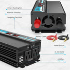 600W Power Inverter Pure Sine Wave Inverter 12V DC to 120V AC Converter for Car, Truck, Home, Vehicles, Laptop, Car Inverter 12V to 110V with 2 AC Outlets, 2 USB Ports, LCD Display