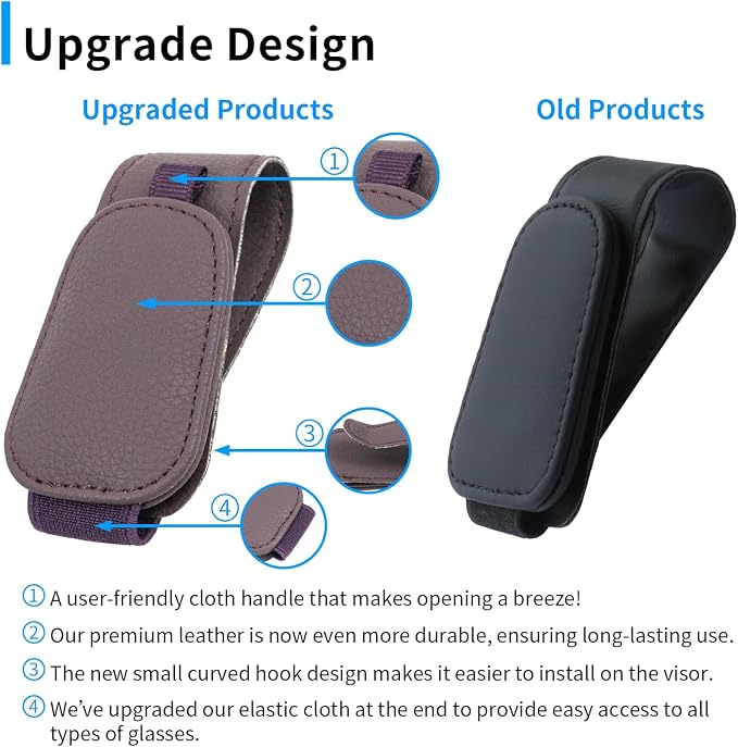 2 Packs Magnetic Sunglass Holder for Car Visor (Purple) | Magnetic Interior Car Accessories