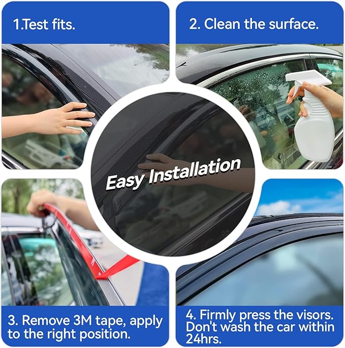 Window Visors Rain Guards Shield for 2012-2018 Ford Focus Sedan & Hatchback, Out-Channel Window Vent Wind Deflectors Visors Shades for 12-18 Focus (Not for Focus RS & ST)