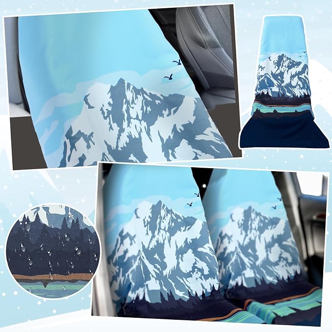2 Pack Car Seat Towel Covers Athletic Running Towel Performance Microfiber Post Workout Sweat Washable Cover Non Slip for Seat Outdoor Sport (Glacier)