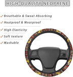 Sweat Absorption Steering Wheel Cover with Anti-Slip Lining for Car Truck SUV Van Car Wheel Cover Polyester Cover Car Decoration, American Tribal Geometric Sunflower Pattern