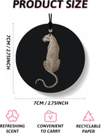 Leopard Print Orange Car Air Freshener 4 Pcs, Inspirational Cheetah Lips Lucky 8 Ball Round Hanging Air Freshener for Cars Closet Drawer Books, Girly Y2k Car Accessories Mirror Decor for Women