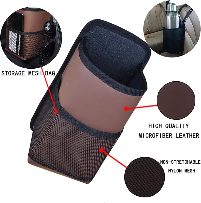 Large Car Cup Holder Expander, Fits Large 24/36/40/46oz Water Bottles, Big Drinks Holder Bag- Universal Auto Vehicle for Cars, SUV & Truck RV's Golf-carts (Black)