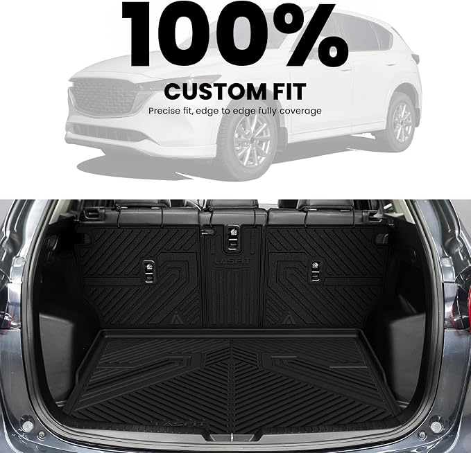 Cargo Trunk Mat with Backrest Mats for Mazda CX5 2025 2024 2023 2022 2021 2020 2019 2018 2017 All Weather TPE Rear Cargo Liner Custom Fit Waterproof CX 5 Seat Back Mat Accessories, Black