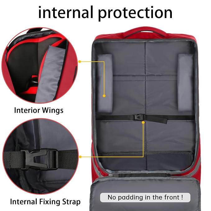 Car Seat Travel Bag, Padded Car Seats Backpack for Air Travel, Heavy Duty Carseat Travel Bag for Airplane, Airport Gate Check Bag (Red)