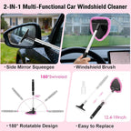 Pink Car Cleaning Kit, 25Pcs Detailing Kit Interior with 4-in-1 Power Handheld Vacuum Cleaner, Detailing Brush Set, 2-in-1 Windshield Cleaner Tool, Car Accessories for Cleaning, Gift for Women