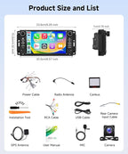 4 Core 4G+128G Car Radio Stereo for Jeep Wrangler 2007–2018 with DSP/Wireless Carplay/Android Auto, 7 inch Incell Touch Screen Wrangler Radio Bluetooth 5.0 FM/RDS Mirrorlink SWC Backup Camera