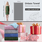 Microfiber Bath Towels, Large Bathroom Towel for Adult, Pack of 2, 30" x 60", Soft, Super Absorbent and Fast Drying, Use for Hair Wrap, Sport, Fitness, Yoga, Diamond Cross Grid Olive-Green