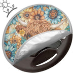 Boho Car Steering Wheel Sunshade Protector, Heat-Resist Cloth Steering Wheel Cover for Most of Car SUV Truck Van, Highland Cow