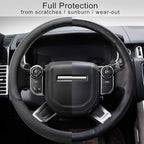 Breathable Car Steering Wheel Cover 16 inch Auto Universal Leather Wrap Non-Slip Steeringwheel Protector Automotive Interior Accessories, Black (Suit for 15 1/2-16 inch)
