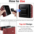 Car Trash Can with Lid, Bling Crystal Mini Vehicle Trash Bin Car Dustbin Garbage Organizer, Automotive Garbage Can Bin Trash Container for Auto Cars, Home, Office - Red …