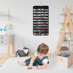 Hanging Organizers for Toy Car Double Sided 80 Pockets Display Case for Toy Cars (Without Toy Cars) (80 Slots Black)