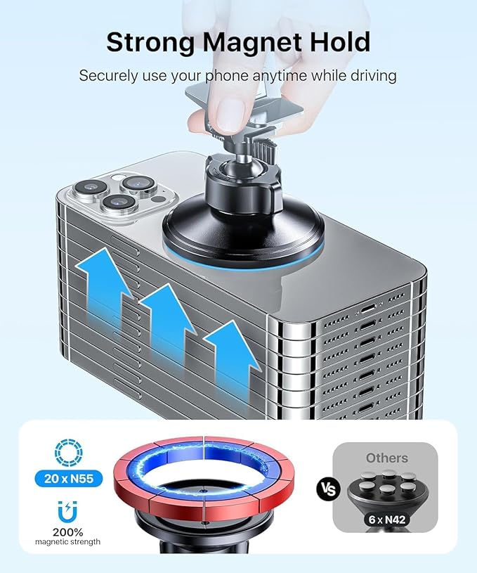 for MagSafe Car Mount [Upgraded Strongest Magnet] Magnetic Phone Holder for Car Vent 360 Adjustable Magnetic Car Phone Holder Mount for iPhone 17 Pro Max 16 15 14 13 Plus Mini (Carbon Fiber)