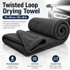 Twisted Loop Car Drying Towel, 28 x 36 in Extra Large Microfiber Auto Detailing Towel, Ultra Absorbent Lint-Free Scratch-Free Car Wash Towel for Paint, Glass, Mirrors & Trim
