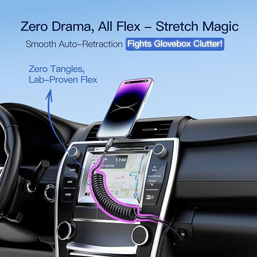 3ft Coiled Short USB to Lightning Charging Cable [MFI Certified] 3A Fast Charger Cord in Car for iPhone 14/13/12/11/XS/8/7/6/5 CarPlay, iPad, iPod, Dark Gray