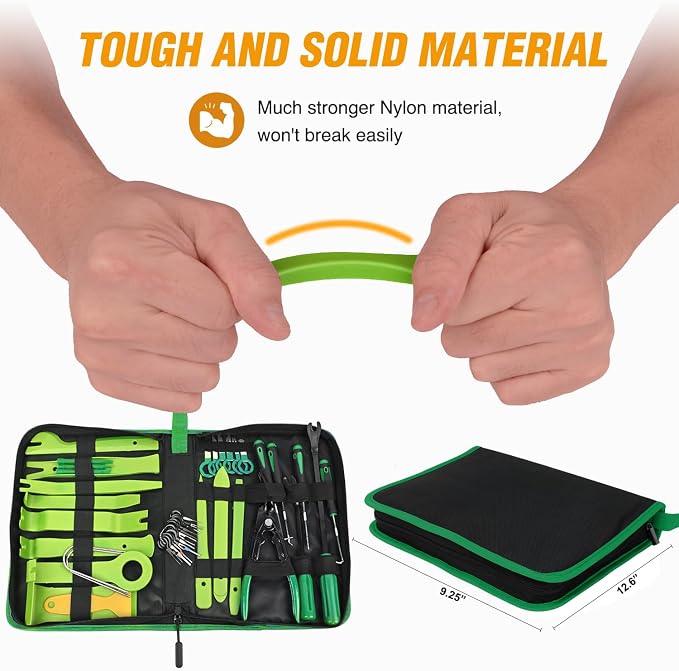 330Pcs Trim Removal Tool, Auto Push Pin Bumper Retainer Clip Set Fastener Terminal Remover Tool Adhesive Cable Clips Kit Car Panel Radio Removal Auto Clip Pliers, Green