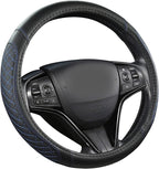 Customized Auto Car Steering Wheel Cover for Honda Accord CR-V HR-V Pilot Civic(Diamond Quilted -Black+Blue-Standard Size)