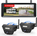 2 Solar Magnetic Wireless Backup Camera, Watch Rear and Side Views | Spot Cars and Pedestrians, 2 Min Easy Mount, 7.2 inch Split Screen, Back Up Camera for Truck RV Trailer Camper