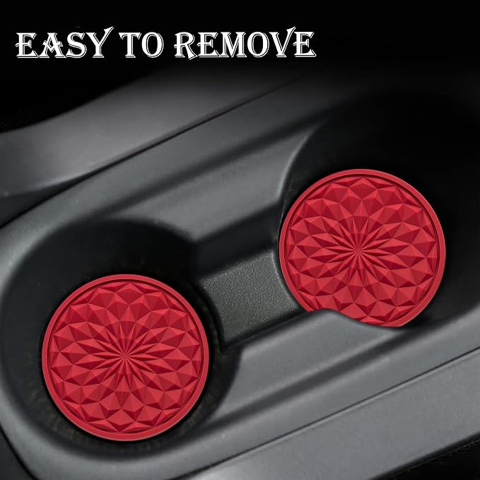 4 Pack Silicone Car Cup Holder Coaster – 2.75 Inch Non-Slip Drink Mat, Universal Fit for Most Vehicles – Cute & Functional Auto Accessories (Red)