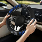 Car Steering Wheel Covers Universal 15 inch Fit Almost Car Blue Rose Steering Wheel Covers Comfortable Soft Sweat Absorbing Steering Wheel Stretch-on Protector Cover Auto Decoration