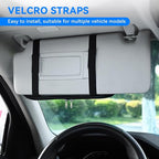 Car Sun Visor Organizer, Sunglass Holder and Storage Pocket, Card Cash Pouch with Multi-Pocket Net Zipper, Case Bag for License Pen Key, Auto Accessories for Truck, SUV, Van (Gray)