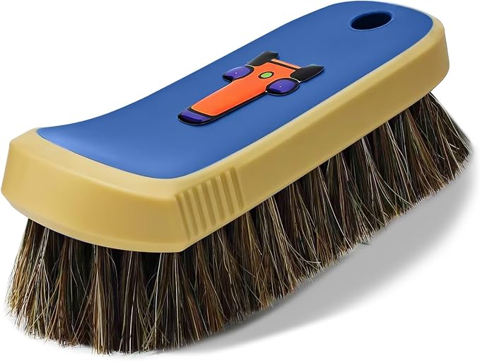 Horse Hair Leather Cleaning Brush - Upgraded Long Bristle Car Leather Brush with 360° Soft Grip, for Car Interior Seats, Sofa, Upholstery & Furniture Care