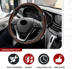 3pcs Universal Carbon Fiber Steering Wheel Cover - Anti-Slip & Segmented Design, Universal 99% Durable Steering Wheel Protector for Men and Women, Car Interior Accessory (Brown)