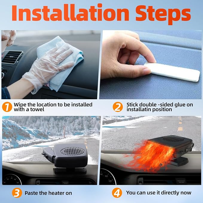 Car Heater, 12V 200W Portable Fast Defroster and Defogger, 2026 New Upgrade 2-in-1 Heater & Cool Fan with Handle, Plug into Cigarette Lighter for Car, SUV, Truck