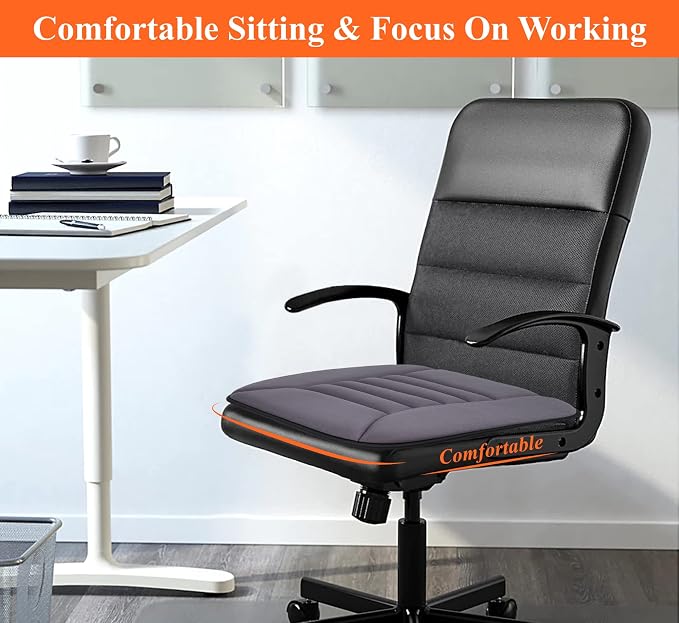 Car Seat Cushion with 1.2inch Comfort Memory Foam, Seat Cushion for Car and Office Chair (Dark Grey)